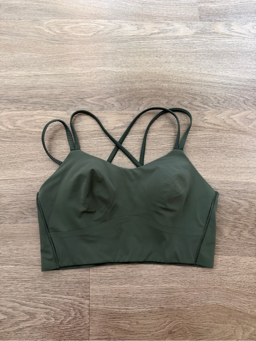 lululemon athletica Olive Green Strappy Longline Sports Bra. Size 8!